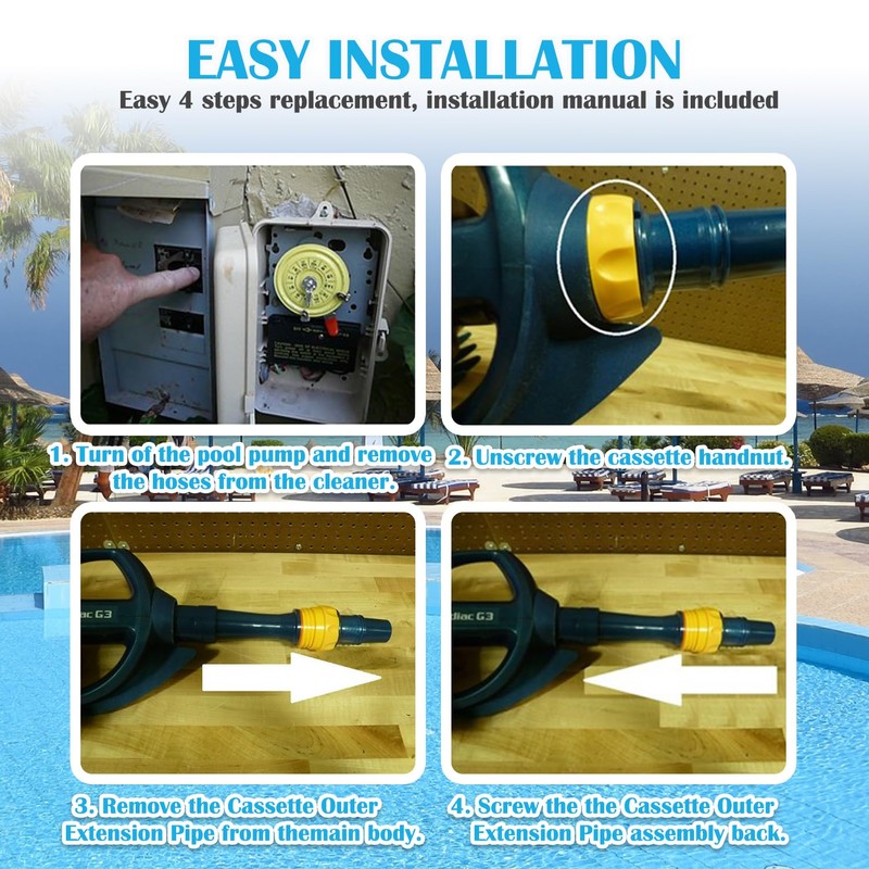 W70326 Cassette Outer Extension Pipe with Handnut Compatible with Zodiac