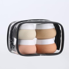 Silikon Cremedose, Reise Container Kosmetik, Auslaufsichere Reisebehälter für Shampoo,Reise Toilettenartikel Set, Reiseflaschen 4er Pack, Cremetiegel 30ml Silikon Döschen Cremedose (Kaffee)