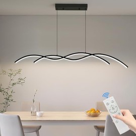 Matven Modern Ceiling Chandelier Light, Acrylic Anti-Flicker Pendant Lamp with Remote Control Dimmable 3 Color Mode (Warm & Cool & Neutral Light) & Brightness Ceiling Lamp for Kitchen