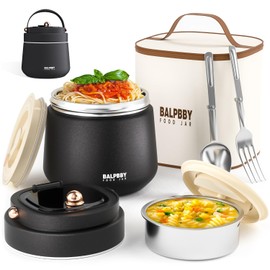 Thermo for Hot Food Adults 40OZ Soup Thermo Lunch Containers Wide Mouth Vacuum Insulated Food Jar Stainless Steel Leakproof Lunch Box with Spoon and Fork, Keeps Food Warm, Ideal Gift for Men and Women