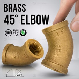 Supply Giant CSGM0012 1/2 in. Brass 45-Degree Elbow with Female National Taper Threads, No Lead Pipe Fitting, Durable, Higher Corrosion Resistance, Economical & Easy to Install, 7