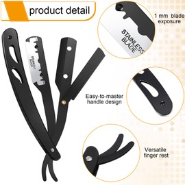 Honoson Professional Straight Razor Kit for Dad Father's Gift Navajas Para Barbero Barber Straight Razor with Neck Duster Brush and 40 Pieces Double Edge Blades for Hair Salons