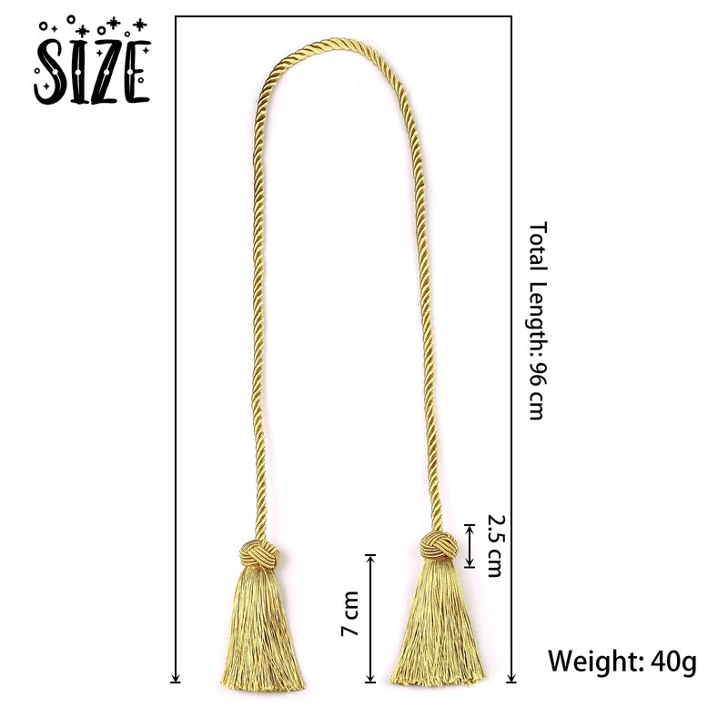 BEL AVENIR 4 Pack Curtain Handmade Tiebacks Decorative Curtain Holdbacks