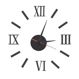 OTOTEC Modern 3D Wall Clock with Roman Numerals Frameless Large Acrylic Wall Decoration for Home Office Living Room Bedroom Black