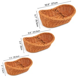Woven Breads Baskets, 3 Pack Wicker Basket Bread Baskets For Serving Oven Serving Basket, Bread Basket Woven Baskets For Serving Vegetables, Kitchen, Restaurant, Outdoor, 3 Sizes