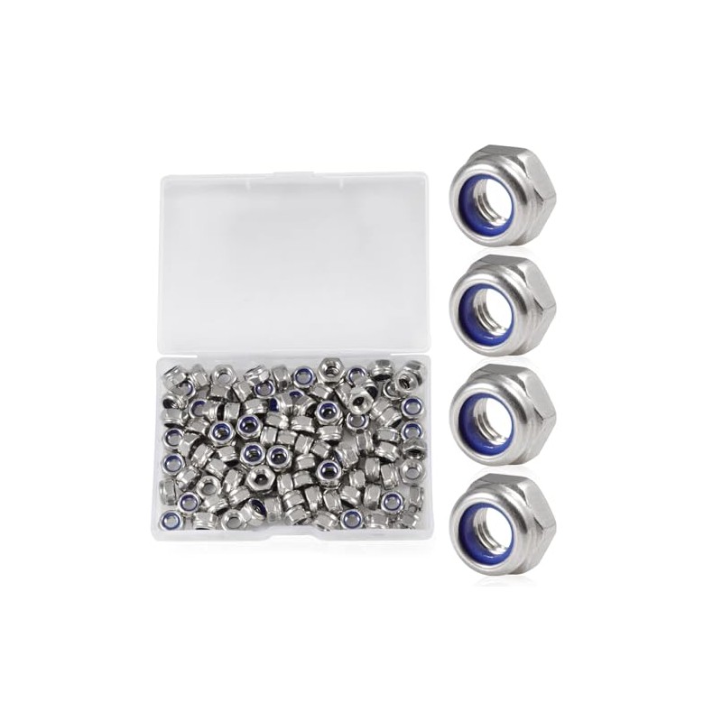 TA-VIGOR 100Pcs M6 x 1mm Nylon Hex Lock Nuts, 304