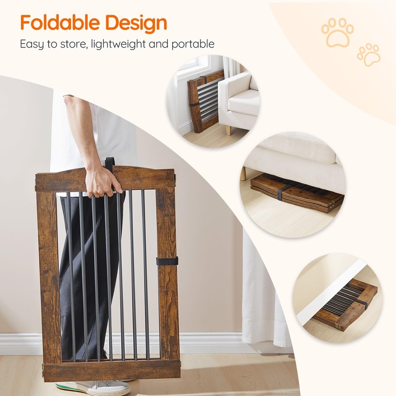 HOOBRO Indoor Dog Gate with Support Feet, Freestanding Pet Gate