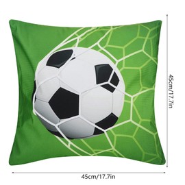 QANYEGN Sports Balls Pattern Style Cushion Cover, Bedroom Soccer Balls Decoration, Square Pillow Cushion Cover for Home Decoration(Soccer)