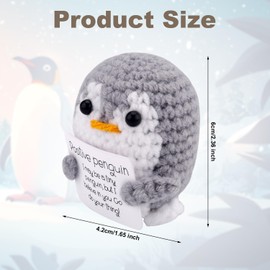 TOYMIS Positive Crochet Penguin, Funny Penguin Doll with Positive Card, Knitted Penguin, Supporting Crochet Toy, Gifts for Emotional Encouragement for Friends (Grey, 6 x 4.2 cm)