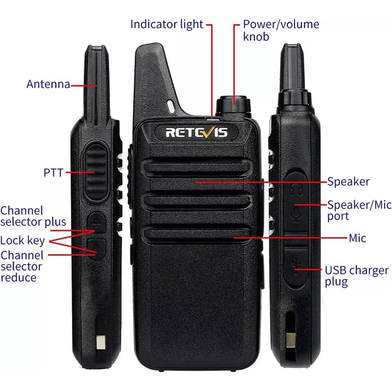 Retevis RT22 UHF Walkie Talkies Two Way Radio 2W CTCSS/DCS