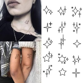 Oottati 2 Sheets Small Tiny Temporary Tattoo Stickers Starts