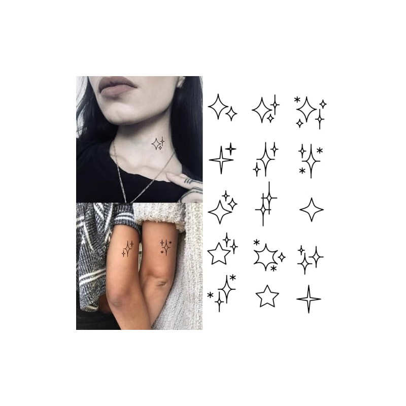 Oottati 2 Sheets Small Tiny Temporary Tattoo Stickers Starts