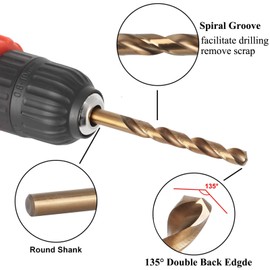 TA-VIGOR 2Pcs 9mm Straight Shank Twist Drill Bit, High Speed Steel M35 Cobalt Twist Drill Bit with 9mm Shank for Drilling Tool Stainless Steel Metal Plastic Wood