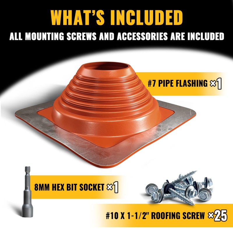 VIVIDA #7 Silicone Metal Roof Pipe Boot, High Temp Flexible