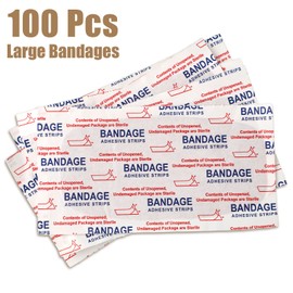 Sinmoe 100 Pcs Large Big Flexible Adhesive Bandages Wound Care Latex Free Fabric PE Bandages for Care and Protect Wounds, 2 x 4 Inch(Brown)