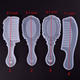 6Pcs/Set Hair Comb & Dressing Mirror Silicone Resin Molds DIY Epoxy Resin Casting Jewelry Craft Making Mold