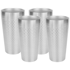 Adorila 4 Pack Stainless Steel Insulated Cup 18.6 oz, Double Wall Tumbler Glasses Stackable, Reusable Metal Drinking Glasses for Home Office Party Coffee (Silver)