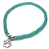 Sea Green Frosted Glass Bead Anklet with Silver Plated Paw