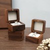 muchly Wooden Double Ring box，Rustic Ring Case,Solid Wood Square Jewelry