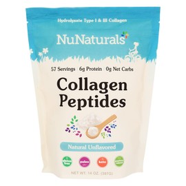 NuNaturals Polvo de colágeno sin sabor, alimentado con zacate, con escondite bovino, 57 porciones (14 oz)                                             