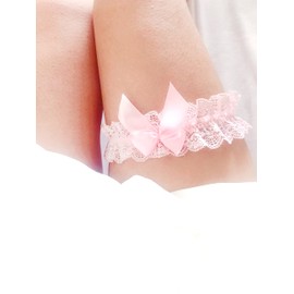 LeJulyeekay Womens garters Wedding Garters for Bride with Bow Party Prom Leg Lace Garter, 1-pink, One Size