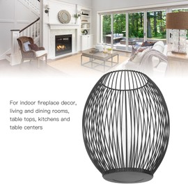 Table Candle Holder, Matt Black Wide Compatible Cage Candle Holder, Iron Large Cage Outdoor Candle Holder, for Office Decorative