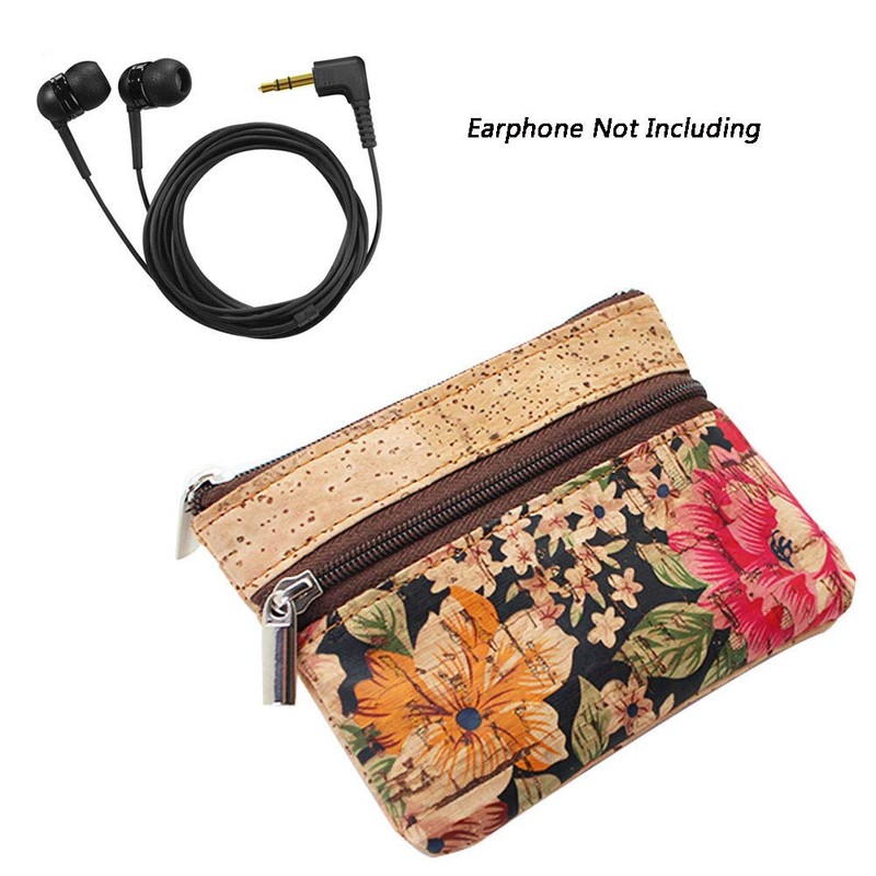 Boshiho Eco-Friendly Cork Zip Wallet with Key Ring, Multi flower.,