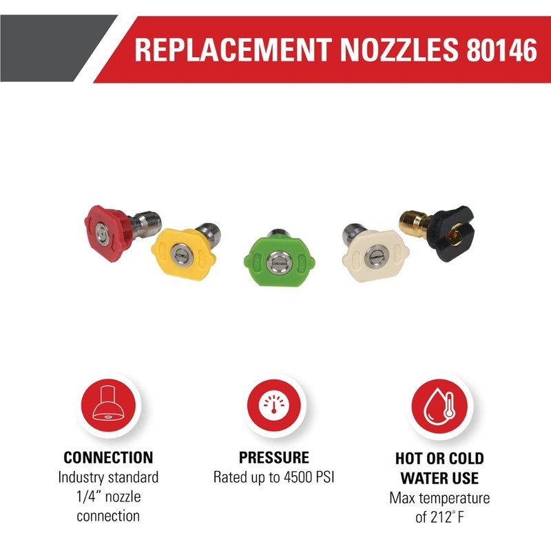Simpson Cleaning 80146 4500 PSI Universal Pressure Washer Nozzles, 1/4-Inch