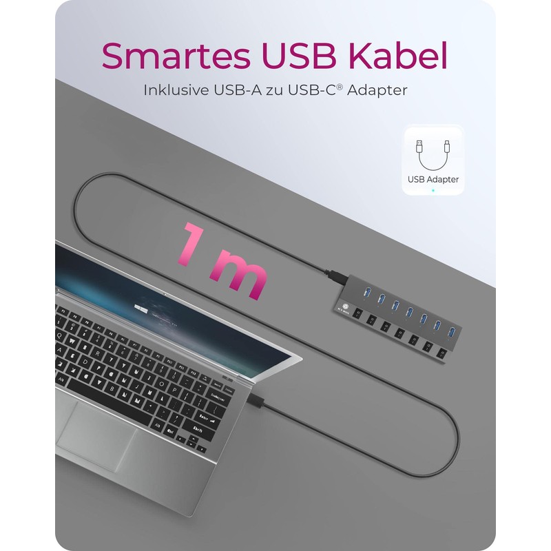 ICY BOX 7 Port USB 3.0 Type-A Hub Ladegerät Aluminium