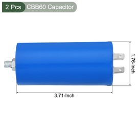 YOKIVE 2 Pcs 35uF CBB60 Capacitor with 4 Pins Screw, AC 250V(Blue, 95 x 45mm)