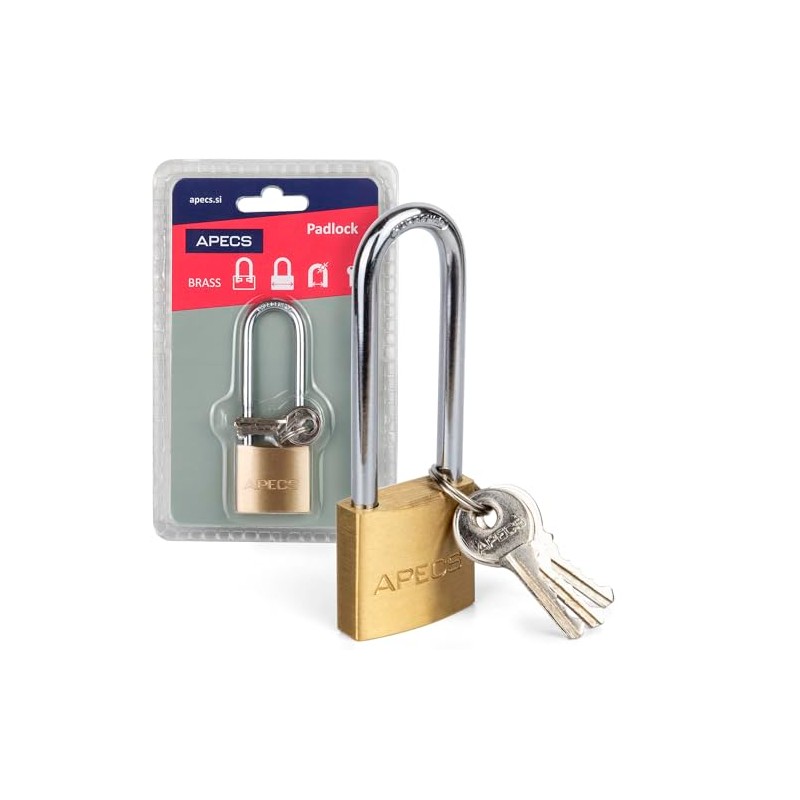 APECS PDB-04-30-L Padlock Long Shackle for Outdoor Use and Internal