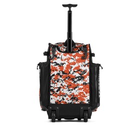 Boombah Rolling Superpack Baseball/Softball Gear Bag - 23-1/2" x 13-1/2" x 9-1/2" - Digital Camo Black/Orange - Telescopic Handle - Holds 4 Bats - Wheeled Version