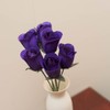 6 Purple Half Open Bud Wooden Roses for Crafts Custom