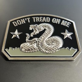 Gadsden Flag Rattlesnake Car Emblem 3D Metal Decal with “Don’T Tread ON ME” Slogan, 3M Adhesive, Perfect for Cars, Motorcycles, Windows, Doors, and Fl