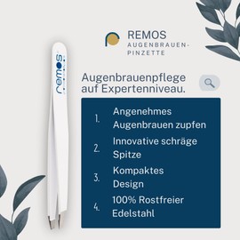 Remos Professional Tweezers with Extra Fine Tips for Plucking Eyebrows - White