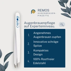 Remos Professional Tweezers with Extra Fine Tips for Plucking Eyebrows - White