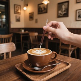 WZNTPJS 2 Pcs Latte Art Accessories Tools Pen for Coffee Decorating Professional Espresso Milk Foam Drawing Kit Precision Stainless Steel Tip Coffee Art Pen Set for Baristas Home Use