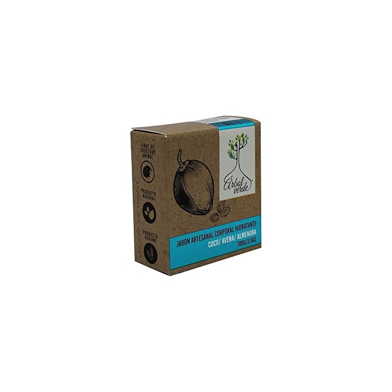 Árbol Verde Jabón Artesanal Corporal Hidratante, Coco Avena y Almendra,