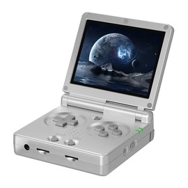 RG35XXSP Handheld Clamshell Games Consoles Built-in 64G+128G TF Card 8000+ Games Portable Style Flip Hand Held Game Video Consoles Linux System with Case (Silver)