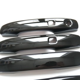 CYAuto Chrome Carbon Fiber Gloss Black Exterior Door Handle Cover Trims for Ford Ranger 2024 2025 (with Keyless Holes, Glossy Black)