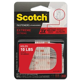 Scotch Extreme Fasteners, 1" X 1", White, 6/Pack