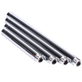 Fuworance One Pcs Straight Shower Head Extension Arm Round Rain Shower Head Extender Bar Stainless Handheld Shower Head Extender Tube G1/2 Inch Connector Shower Arm Extra Hose Pipe Chrome (25cm)