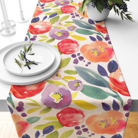 Generic AnyDesign Floral Table Runner Watercolor Flower Kitchen Dining Table Decor Spring Table Cover for Wedding Birthday Indoor Outdoor, 13 x 72 Inch, AD4204