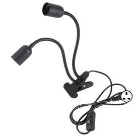 Table Lamp Holder E27/E26 Black Double Headed 360 Degree Adjustable Durable Material Clip Lamp Holder 100‑240VUK Plug