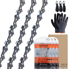 Savior R44 12 Inch Chainsaw Chain 3/8" LP Pitch, 043" Gauge, 44 Drive Links Replacement 61PMM3 44, 90PX044 12-Inch Saw Chain, For Stihl MS170 MS171 MS180C-B MS180C-BE MS181 Chain and More (3 Chains)