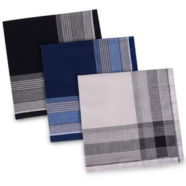 Supersakura Handkerchief, Men's, Gentleman, Businessman, Water Absorbent, Quick Drying, Hankachi, Father's Day Gift, 100% Cotton, 3-Piece Set, Set C