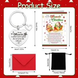 HOWAF Fiancee Christmas Card, Christmas Card for Fiancée Christmas Card Fiancee with Christmas Key ring Fiancée Keyring, Fiance Gifts for Her, Gifts for Christmas Gifts Cadeau Noel Xmas Gifts