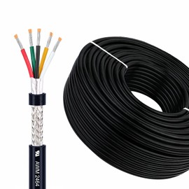 LINKSQ UL2464 30FT 20 Gauge 5 Conductor AL Shielded Wire, Tinned Copper Core 20 AWG 5 Wires Cable, 20/5 AWG CNC Wire, for CNC VFD Spindle, 3D Printer, Stepper Motor, Signal Transmission, etc.