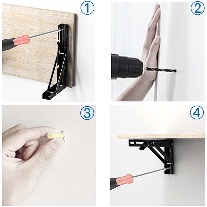 Shelf Bracket, Foldable, L-Shaped Bracket, Shelf Support, Load Capacity 110.2