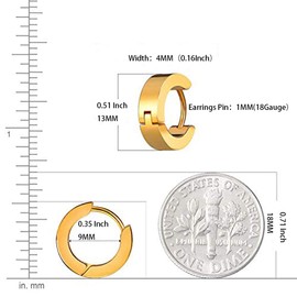 Stainless Steel Cartilege Women Gold Small Hoop Earrings for Men Hypoallergenic Mens Huggie Earrings Piercings(Gold（2Pcs）)